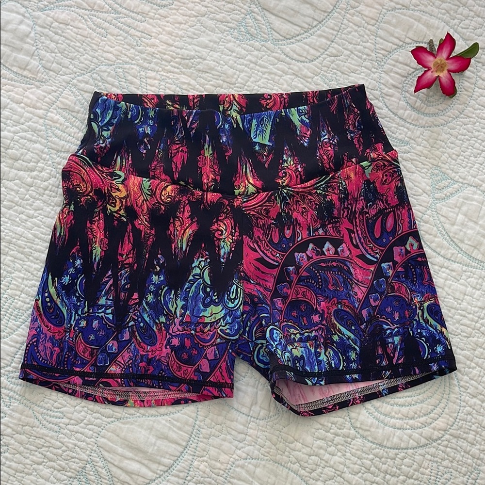 Pink and Blue Multicolor Athletic Shorts Small